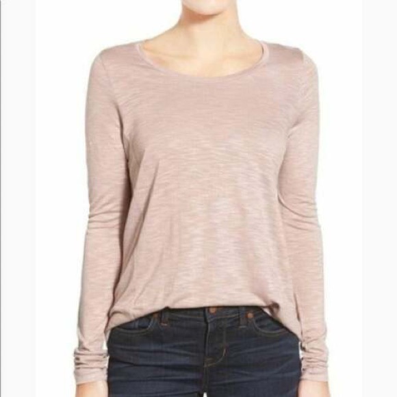 Madewell anthem forward seam long sleeve t-shirt in ash stone pink size S - Picture 1 of 9
